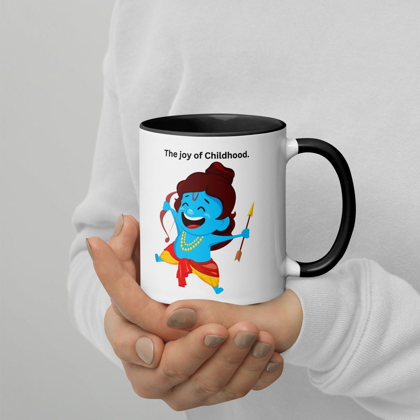 Joy of childhood, Cartoon Rama, white ceramic mug - Kadavil Krafts