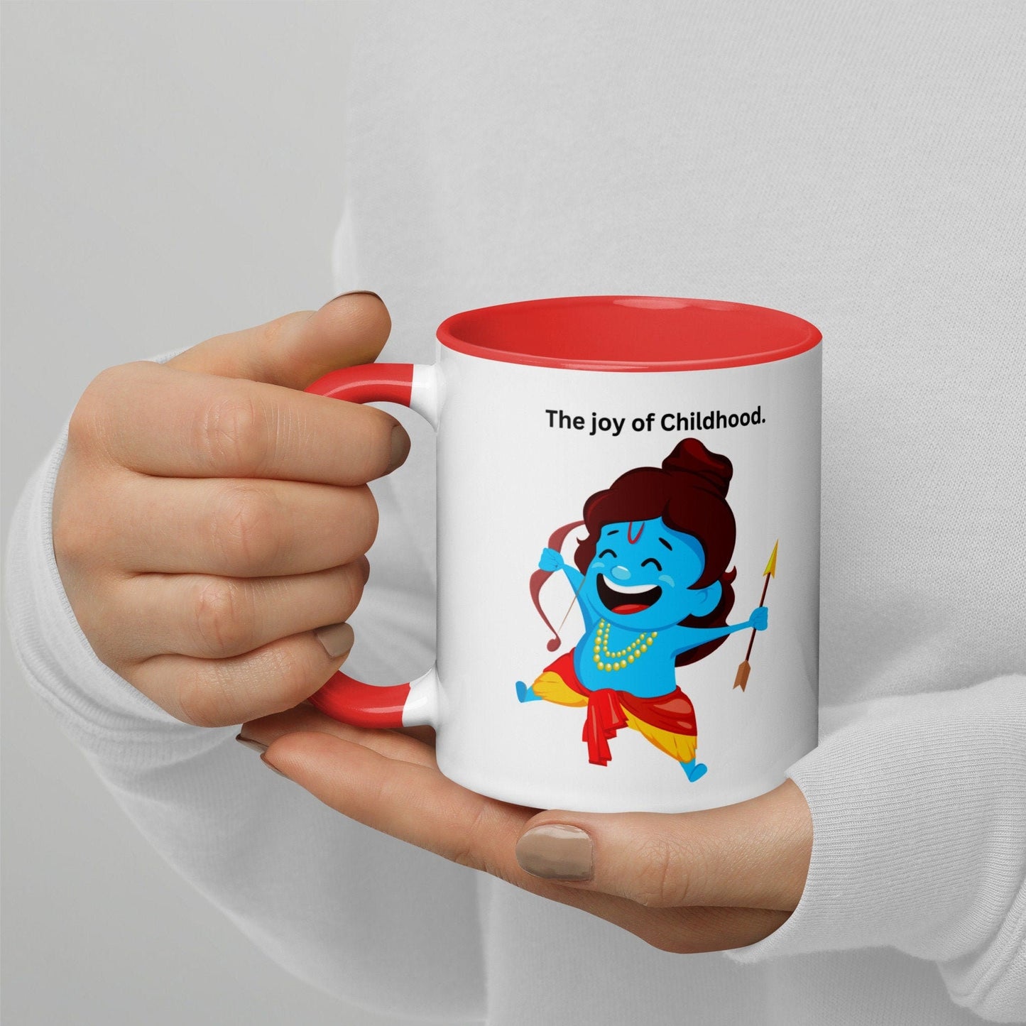 Joy of childhood, Cartoon Rama, white ceramic mug - Kadavil Krafts
