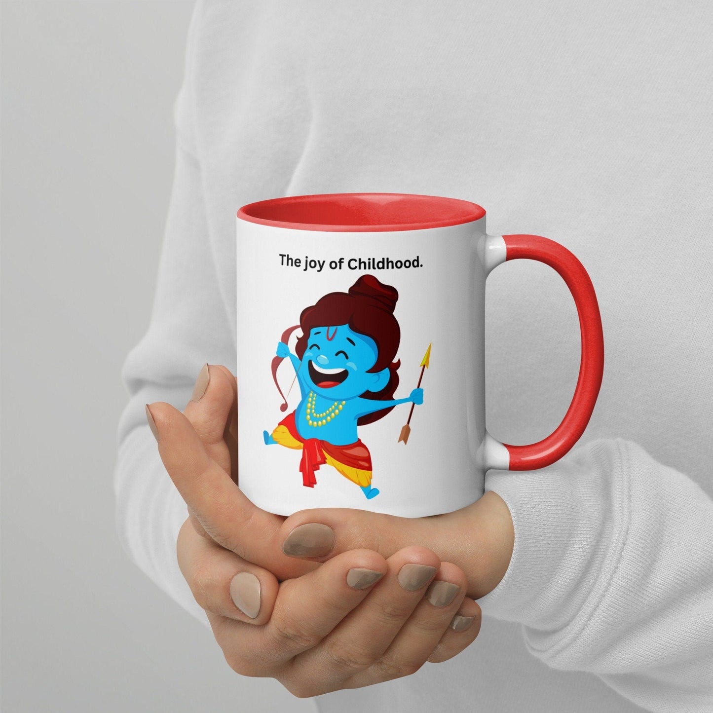 Joy of childhood, Cartoon Rama, white ceramic mug - Kadavil Krafts