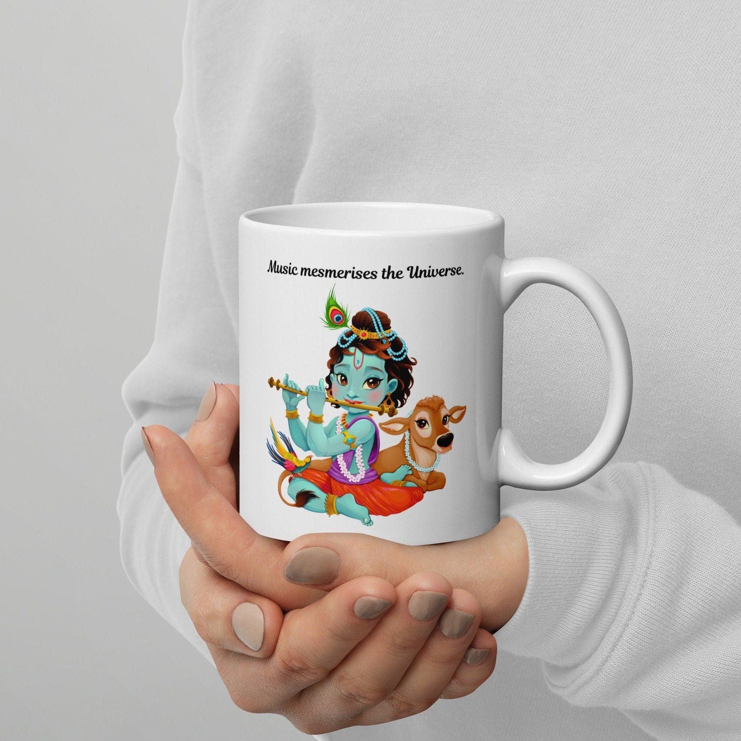 Musical Krishna, white mug