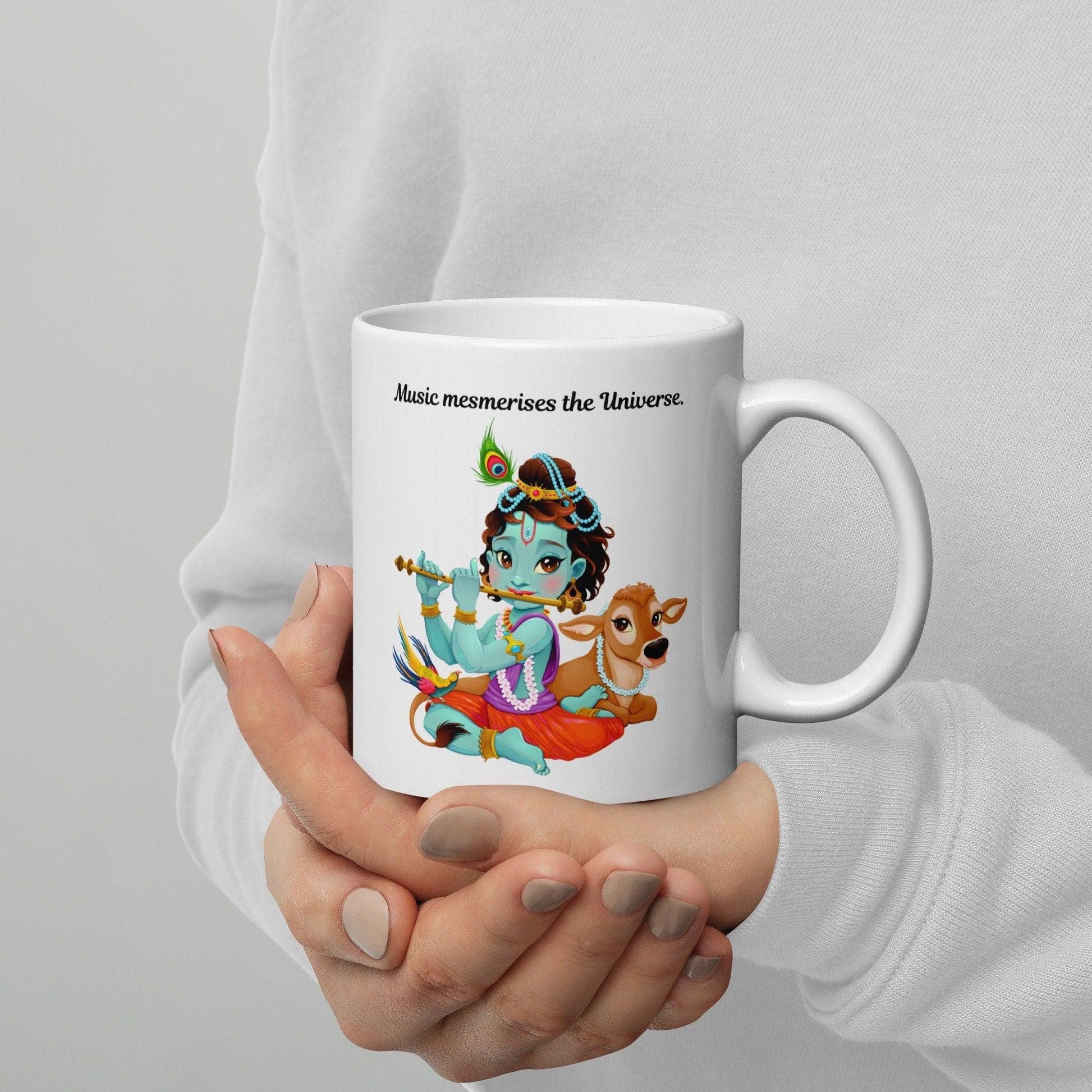 Musical Krishna, white mug